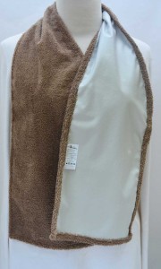 Cravaat Dining Scarf Adult Bib in Terry Taupe Waterproof showing backside of fabric