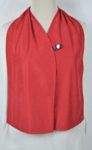 Cravaat- dining scarf adult bib- Red w/ Button & Loop
