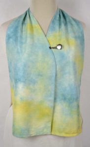 Cravaat- dining scarf adult bib- Green/Blue w/ Button & Loop